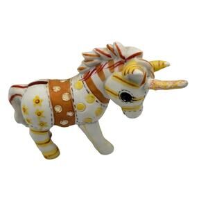 VINTAGE JODY'S WORLD, JODY BERGSMA CALICO UNICORN PORCELAIN BISQUE FIGURINE RARE